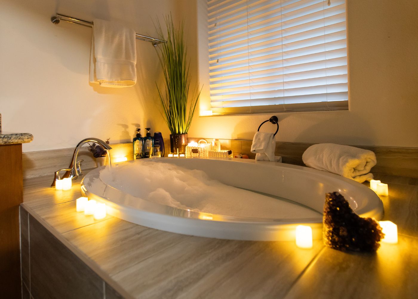 Spa-style soaking tub at Haven